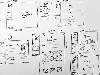 Portfolio Wireframe design digital paper pen pencil portfolio process sketch ui ux web wireframe