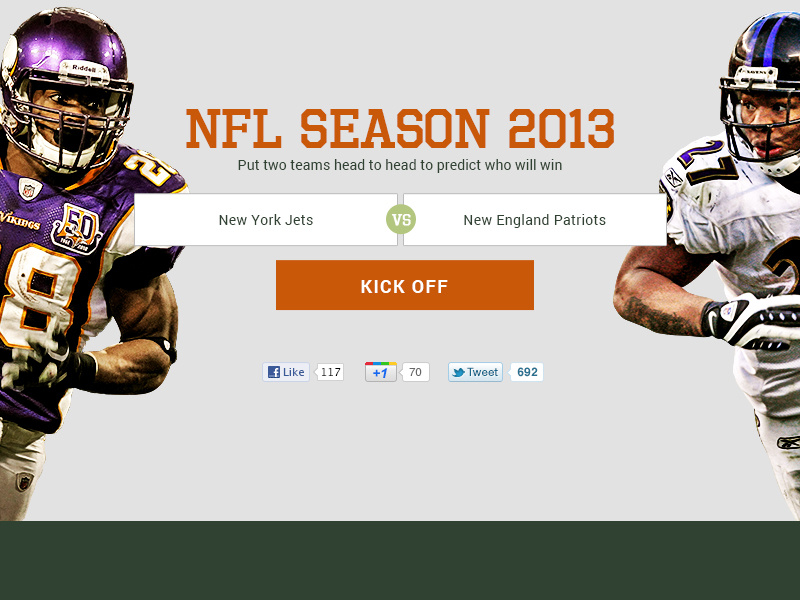 NFL Season Homepage ui home nfl orange green compare button