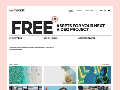Mixkit homepage design design designer home homepage website