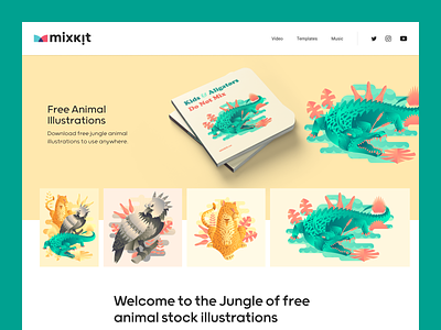 Free jungle stock illustration page design animals animals illustrated digital illustrations mockup website