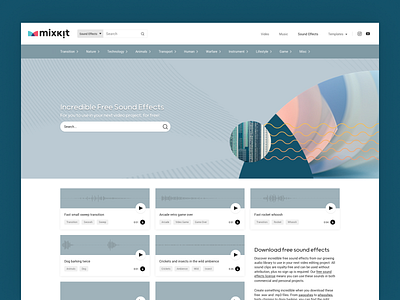Mixkit - Free sound effects page design