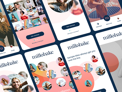 Onboarding screens for Milkshake branding and identity design graphic design ui uiux