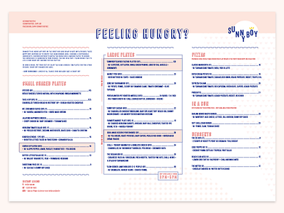 Menu Design for Sunny Boy Melbourne