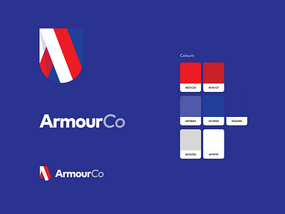 ArmouCo Identity Design blue brand branding branding and identity branding design design logo shield