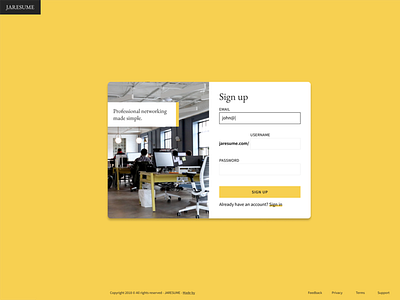 Sign-up page design design sign in sign in form sign in page sign up website website concept yellow
