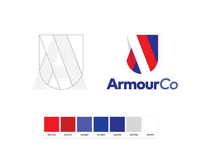 ArmourCo branding concept blue branding branding and identity branding design design logo