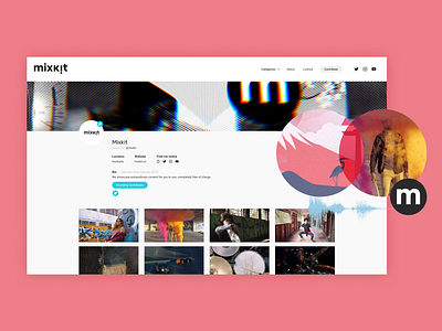 Updated Mixkit Profile Page design mockup design ui ux video website
