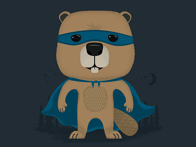 Super Beaver animals beaver cute illustration superhero woods