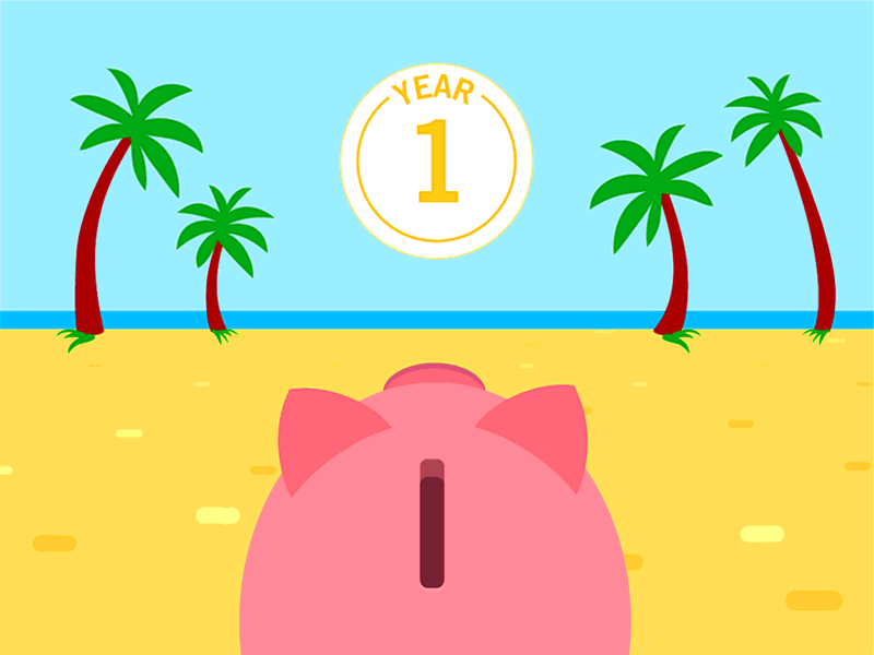 Dividends after effects animation animation 2d beach cash gif holidays illustration investing loop money motion design motion graphics ocean palms pig sand saving sea shape layers
