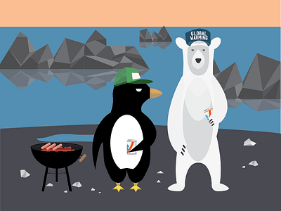 Global Warming antarctica bear beer bird environment friends global warming grill hats illustration penguin polar bear