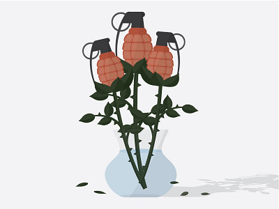 Roses art flowers grenades illustration object shadow
