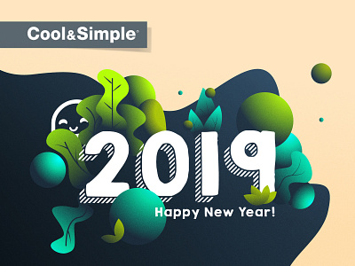 Happy New Year 2019 Cool&Simple Montreal circle colorful cook cool flat happy illustration insight new simple wealthy year