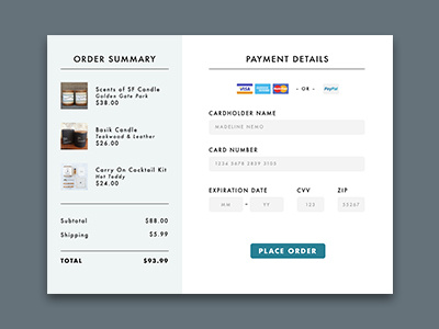 Dailyui 002 — Credit Card Checkout checkout form dailyui design ecommerce order form sketch webdesign