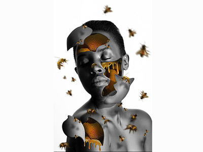 Honey Bee Photo Manipulation bees bnw design editing honey honeycomb photo photo manipulation photoshop portrait sun surreal