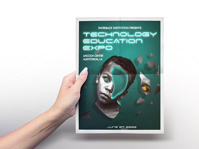 Tech Expo Poster creepy editing flyer future futurism futuristic glow neon photoshop poster poster design scifi technology typography