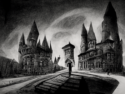 Hogwarts re imagined in Tim Burton Style