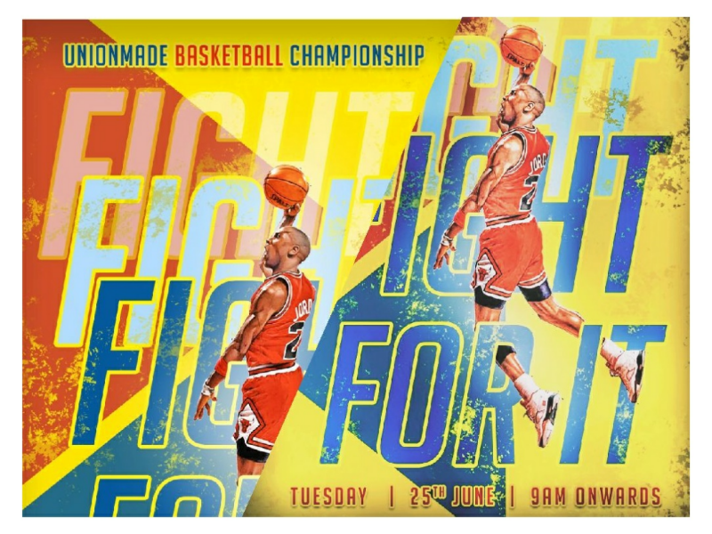 Basketball Event Flyer illustrated event poster grunge basketball red yellow texture photoshop flyers sports