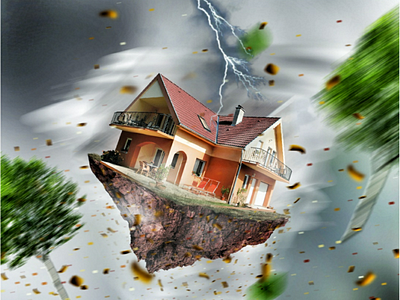 Stormy weather ad advertisement concept house illustration photoshop storm flying surreal