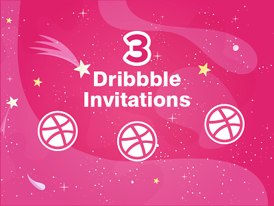 3 dribbble Invites for giveaway design draft dribbble giveaway illustration invitation invitations invite space stars