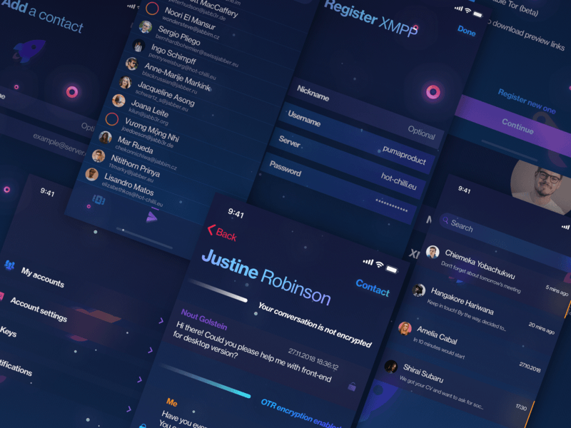 xmpp messenger app by Yurii Harmash on Dribbble