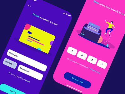 daily ui/sign up page app apple application bright custom daily ui flat illustration interface ios ios app pink rounded simple sweet ui ux violet