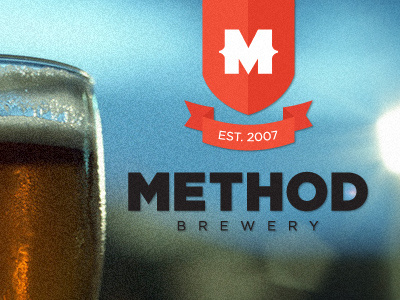 Methodbrew Logo banner beer branding brewery design font gotham grain light lights logo method red texture