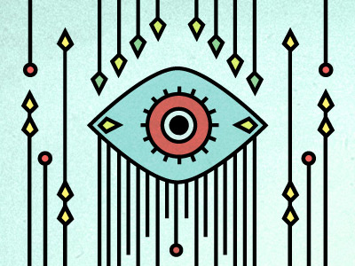 Eyes On Eagles arrow aztec blue circles color experiment eye grain grit illustration indian lines paper plane red yellow