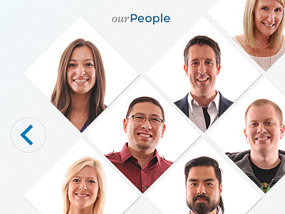 Our People arrow background boxes button gradient images interface noise people profile us ux website white