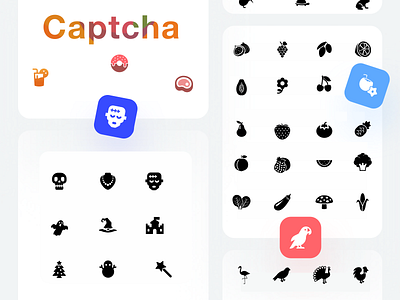 Captcha Categories captcha card categories category app character clean concept creative icon design icon set iconography illusion illustrations