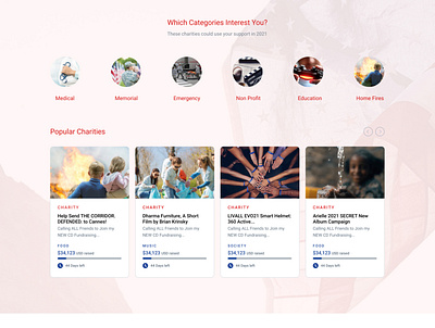 Funding Platform categories charity emergency funding ui user experience ux website