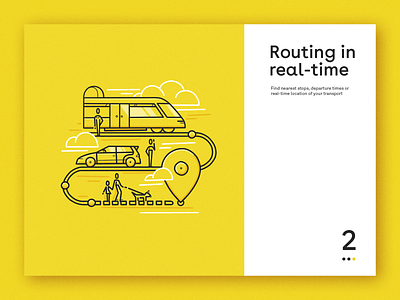 Routing car illustration illustration design outline public transit public transport real time roads routing train transport yellow