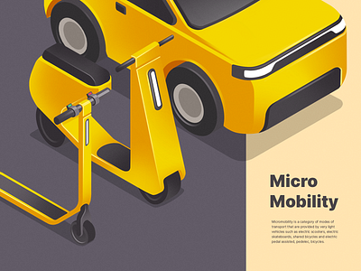 Micro Mobility car electric futuristic isometric isometric illustration kick scooter micro mobility mobility modern procreate procreateapp scooter yellow