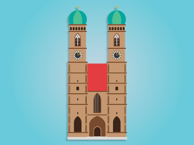 Frauenkirche architecture church flat germany illustration munich travel