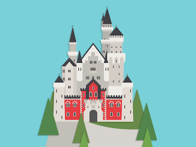 Neuschwanstein architecture castle flat germany illustration travel