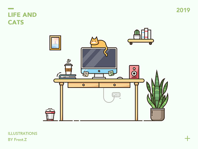 Life and cats illustration ui