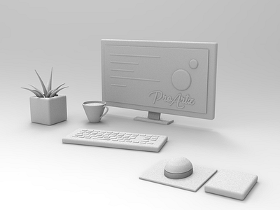 Workspace 3d cinema 4d cup designs desktop keyboard keyshot modeling mouse proartz rendering trackpad workspace