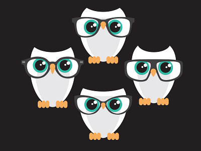 Bespectacled Owls birds character glasses illustration owls retro