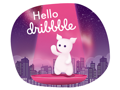 Hello Dribbble! city dribbble hello lightbeam lights northern stars