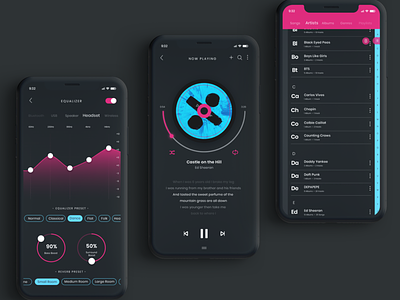 iOS Music Player App Concept app design black dark themed music player musicapp musicplayer ui ux
