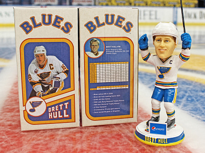Brett Hull Bobblehead brett hull nhl package design sports sports design st. louis st. louis blues stanley cup playoffs typography vintage