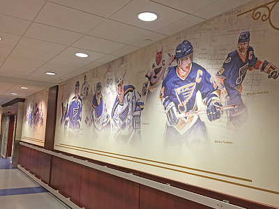Locker Room Wall Wraps branding campaign mural nhl sports design st. louis blues stadium wraps stanley cup playoffs typography vintage