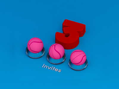Three Invites 3d designers draft. c4d dribbble invite illustration invitation invite invites three ui ux