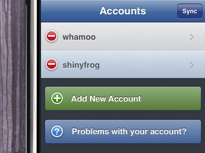 Delitouch Accounts interface iphone ui
