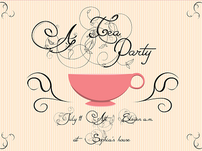 Tea Party fancy illustration minimalist vector