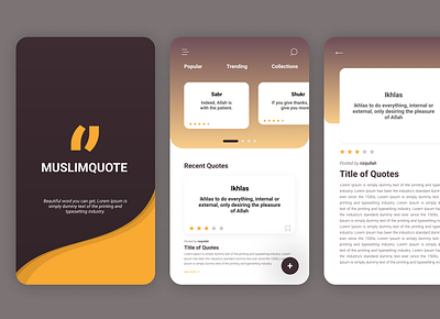 Mobile App for Muslim Quotes mobile ui mobiledesign muslim muslim app quote design ui ui design uiux