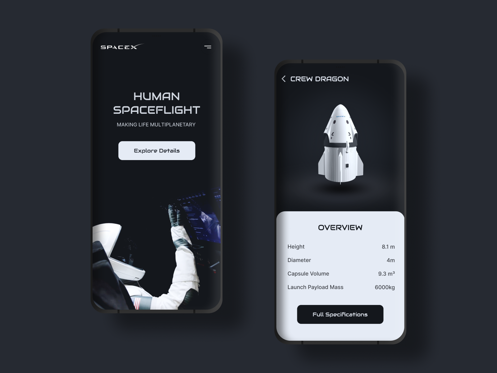 SpaceX Human Space Flight - Crew Dragon UI Concept.