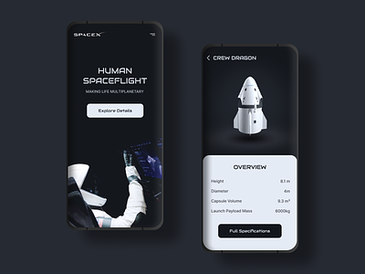 SpaceX Human Space Flight - Crew Dragon UI Concept. crewdragon design dragon falcon falcon9 launch nasa space spaceship spacex ui ux uidesing uxdesign
