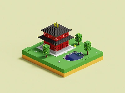 Minimal Home Scene Voxel Art 3d gamedesign illustration magicavoxel voxelart voxeldesign