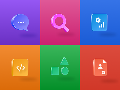 Icons with 3D effect created using Figma