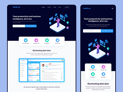 Task tracking and project management product landing page business collaboration landing page mobile productivity project management responsive design saas task management webapp website workplace
